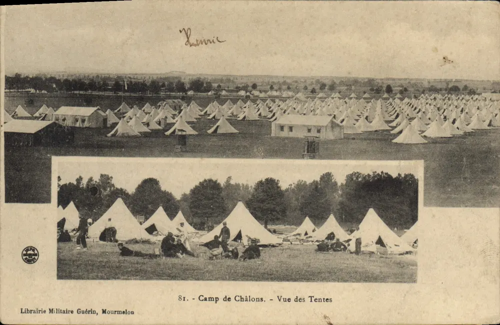 Lager von Châlons - Ansicht der Zelte — Librairie Militaire Guérin, Mourmelon - Vorderseite