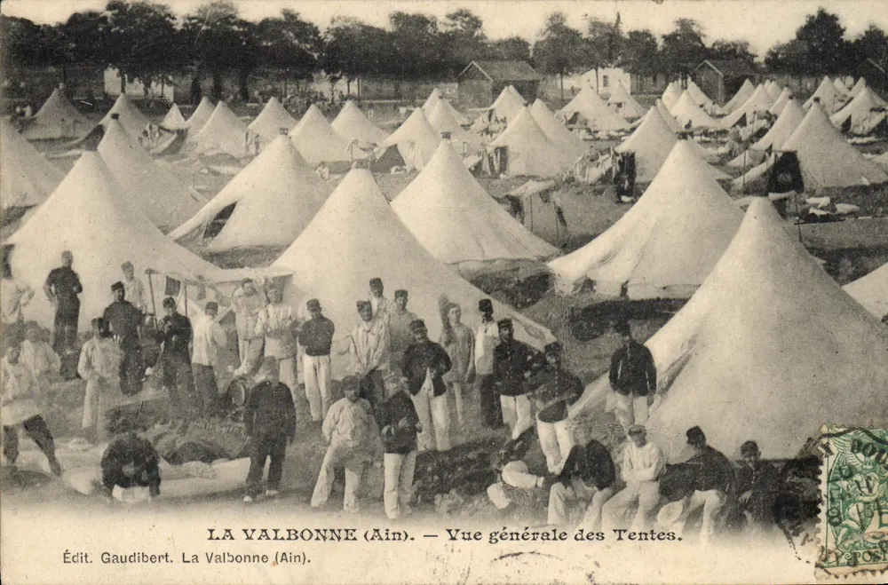 La Valbonne (Ain) — Allgemeiner Blick auf die Zelte — Édit. Gaudibert - Vorderseite