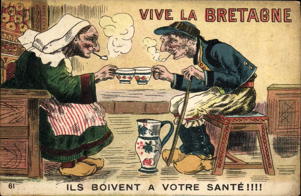 Deux Bretons buvant à la santé — Vive la Bretagne — éditeur anonyme, n°61 - Vorderseite