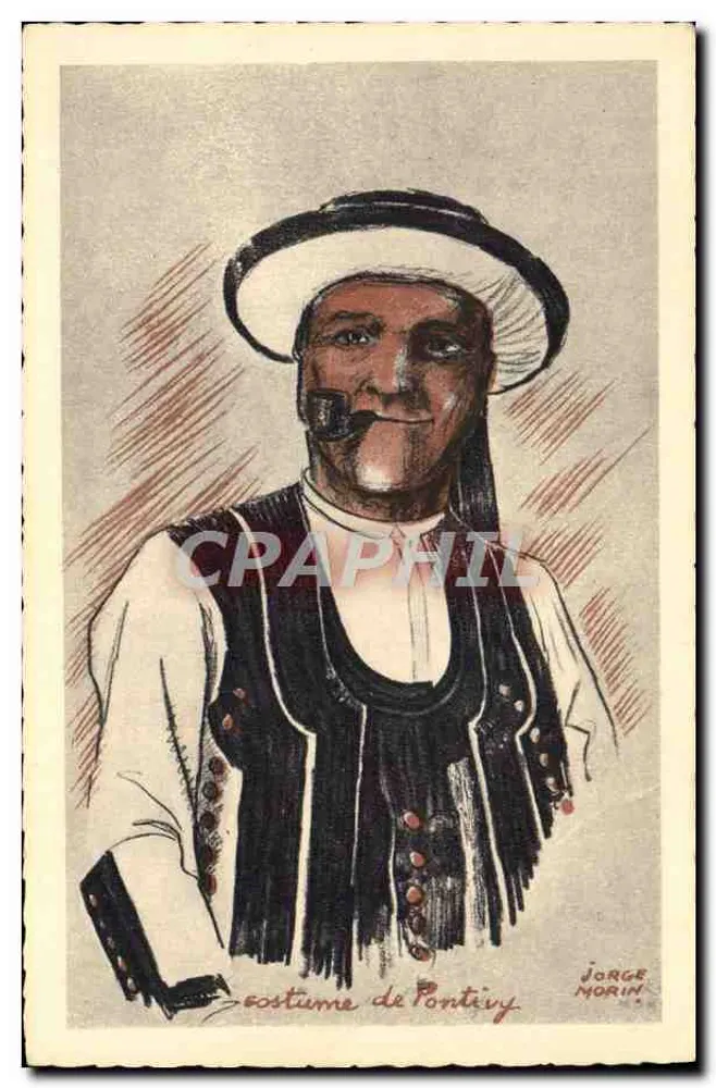 Traje de Pontivy — desenho de Jorge Morin — editor A. Delanoue, Nantes - Frente