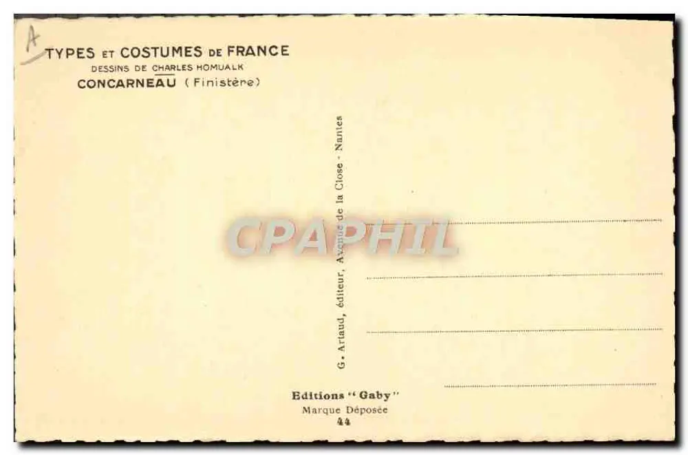 Concarneau — Alter Seewolf — Zeichnungen von Charles Homualk, Verlag Gaby - Rückseite