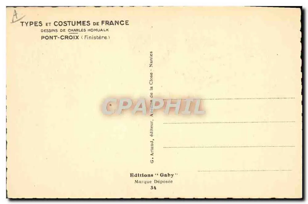 Pont-Croix — Retrato de um homem com chapéu — desenho de Charles Homualk - Verso