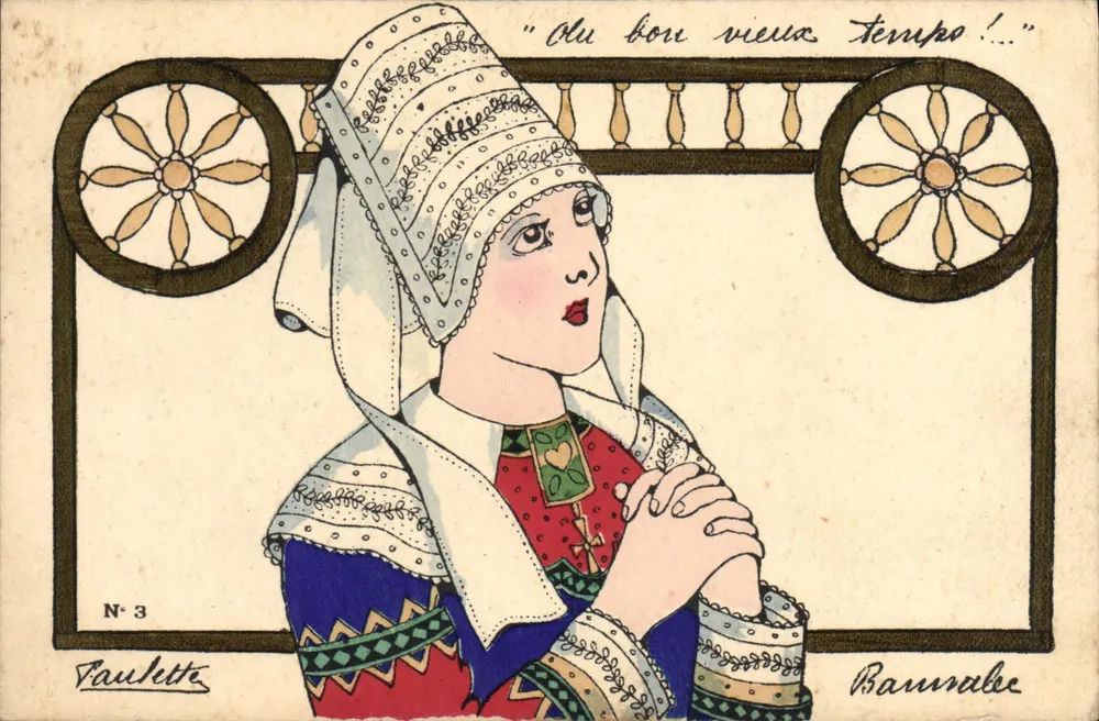 Mulher em traje tradicional — 'No bom velho tempo!' — Paulhette, N° 3 - Frente
