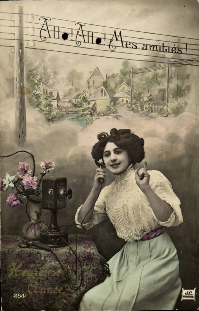 Junge Frau am Telefon — Dorf-Szene — J.C. PARIS n°284 - Vorderseite