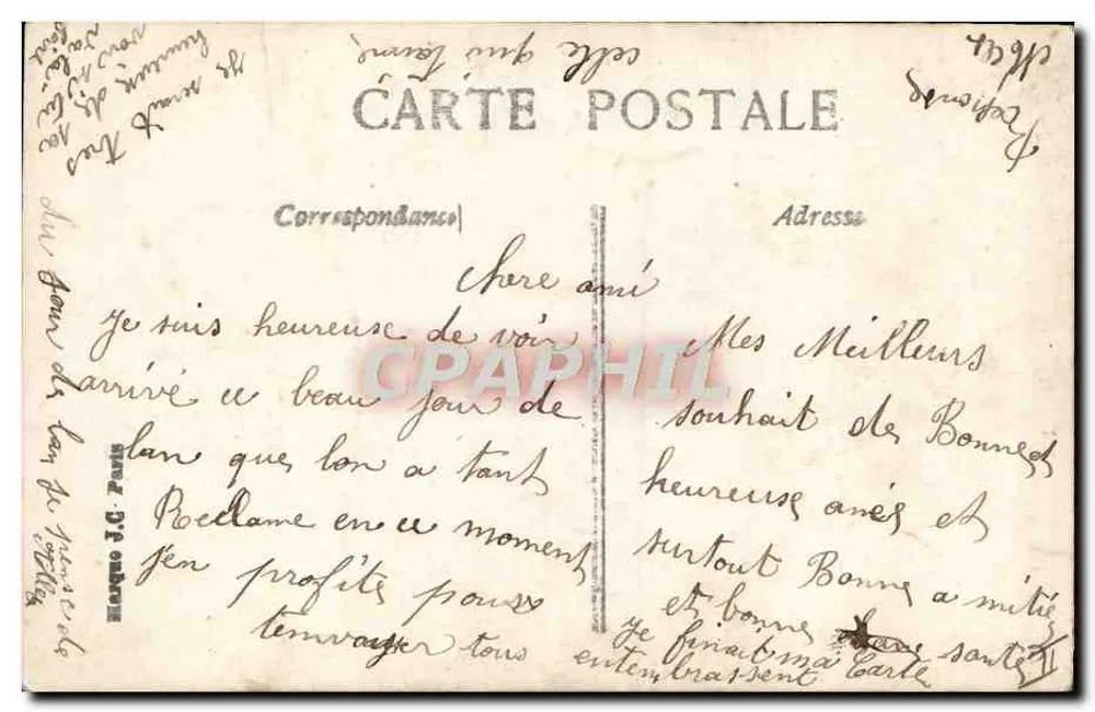 Junge Frau am Telefon — Dorf-Szene — J.C. PARIS n°284 - Rückseite