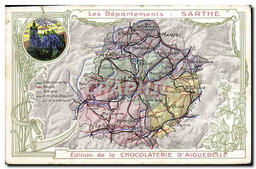Die Departemente: SARTHE — Édition de la CHOCOLATERIE D'AIGUEBELLE - Vorderseite