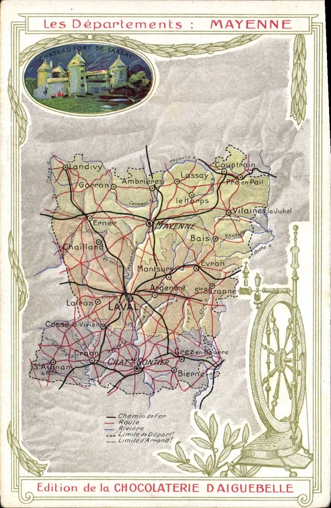 Mayenne — Karte der Departements — Ausgabe der Schokoladenfabrik Aiguebelle - Vorderseite