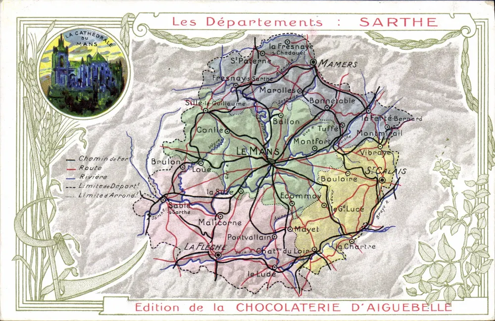 Die Departemente: SARTHE — Ausgabe der CHOCOLATERIE D'AIGUEBELLE - Vorderseite