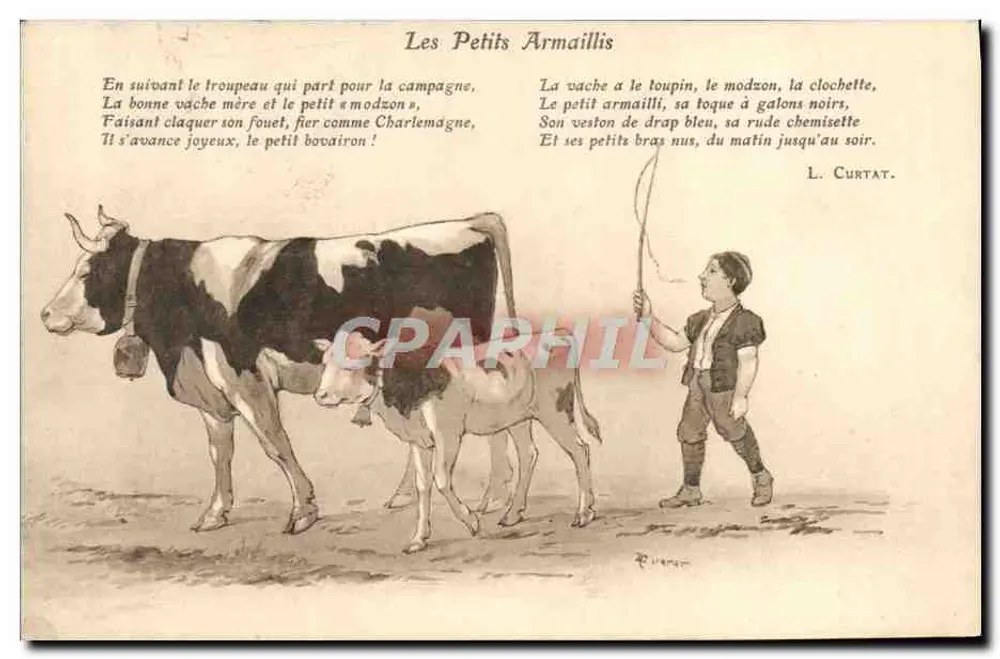 Les Petits Armaillis — poème de L. Curtat — editor S.A. Schnegg, Lausanne, n°8001 - Frente