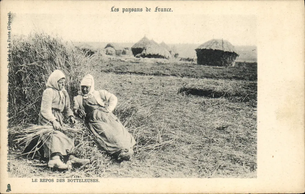 Os camponeses da França — O repouso das botteleuses — Editor: Raphaël Beck & Fils, Paris, Série 1295 - Frente
