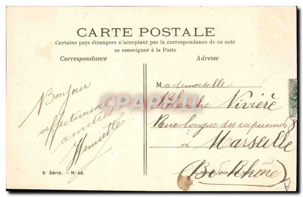 Auf dem Weg zu den Feldern — C. Milicent, phot. coll. Paris — 5. Serie Nr. 46 - Rückseite