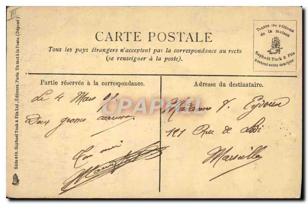 Família de camponeses no campo — edição Raphael Turk & Fils, Série 688 - Verso