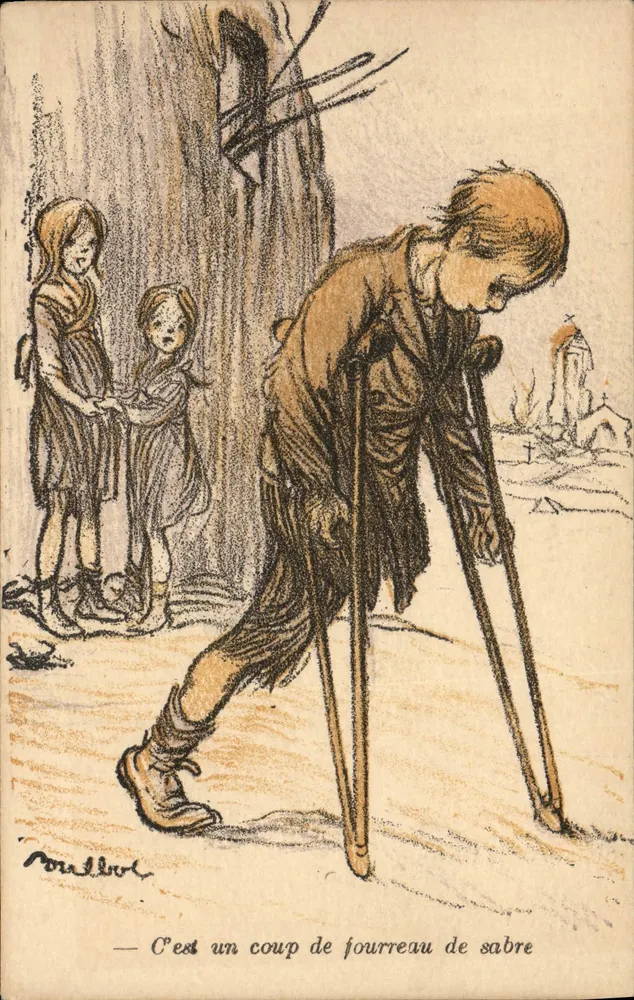 Ein verletzter Mann mit Schwert — Schlachtenszene — Verlag Color Paris, n° 66 - Vorderseite