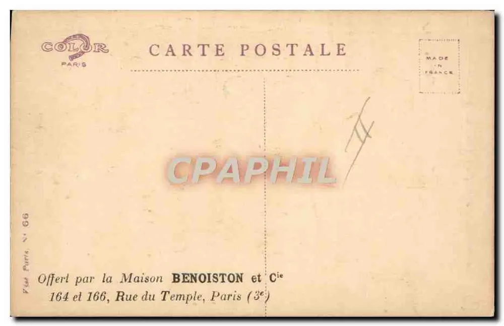 Ein verletzter Mann mit Schwert — Schlachtenszene — Verlag Color Paris, n° 66 - Rückseite