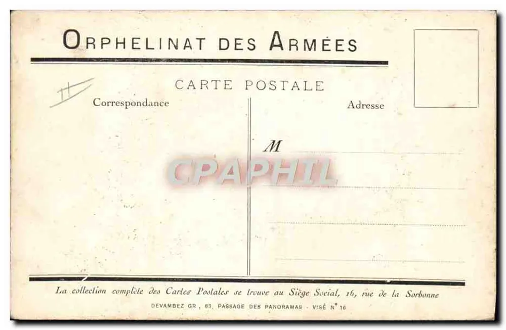 Kinder, die nahe einer Kreuz spielen — Waisenhaus der Armee — Devambez GR, 63, Passage des Panoramas - Rückseite