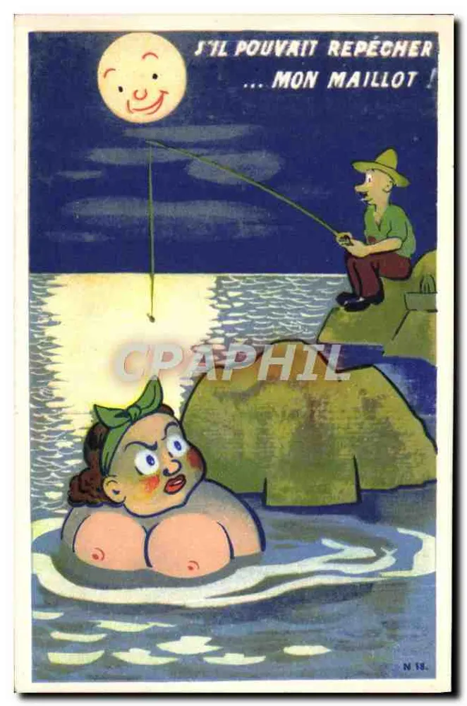 Mulher em maiô — a lua pescando seu maiô — N. 18 — editor não visível - Frente