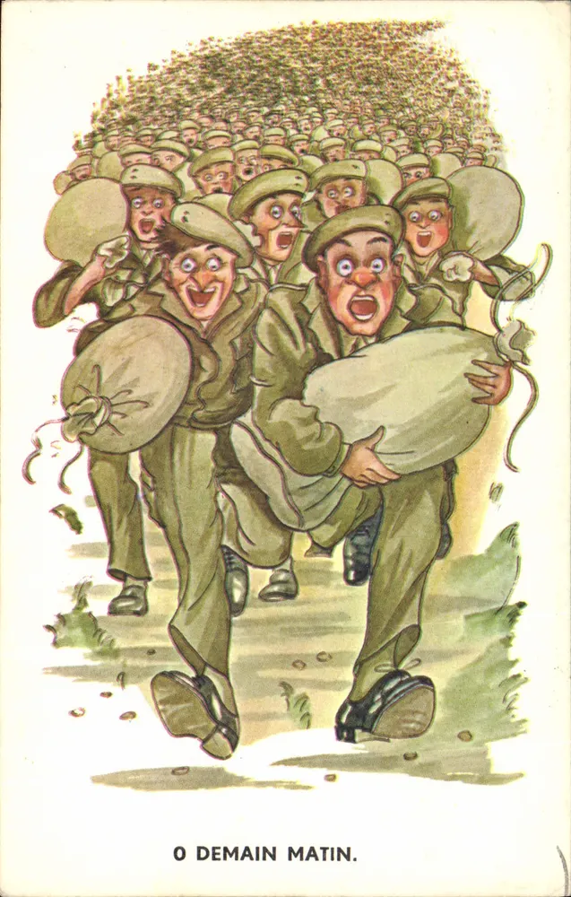Soldaten auf dem Marsch — Karikatur — O DEMAIN MATIN. - Vorderseite