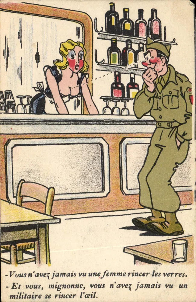 Cena humorística — Soldado e garçonete em um bar — editor ROYAL, n° 306 - Frente