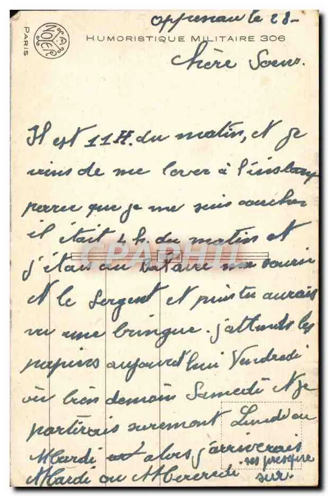 Cena humorística — Soldado e garçonete em um bar — editor ROYAL, n° 306 - Verso