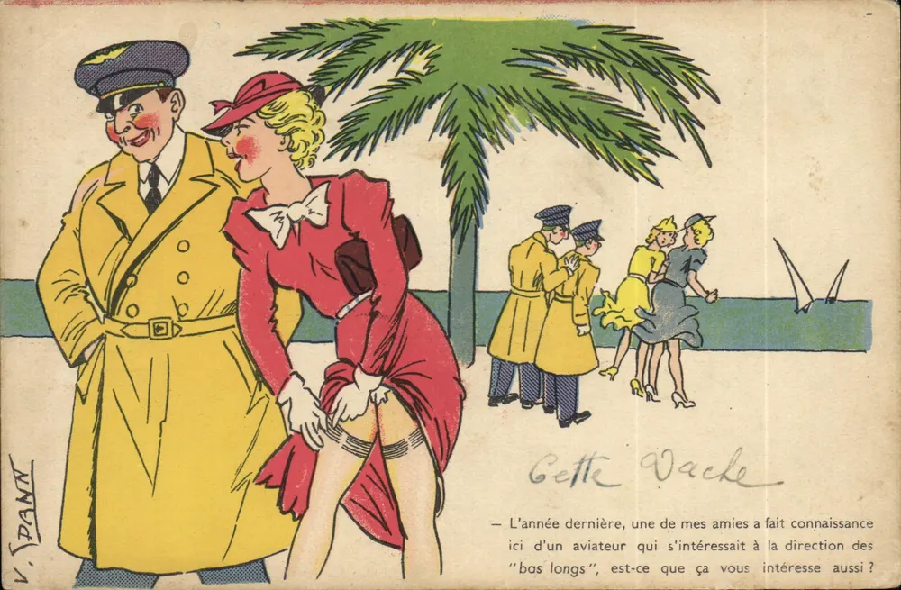 Lotnik i kobieta na plaży — V. SPANT — Série Av. - 504 - Awers
