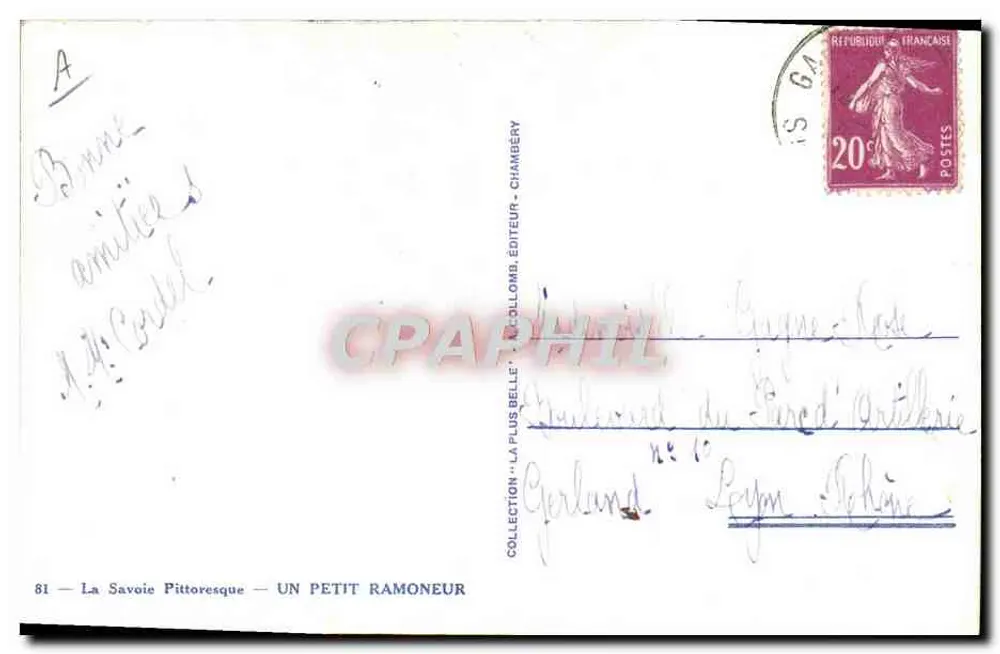Um pequeno ramoneiro — A Savóia pitoresca — Adia, editor - Verso