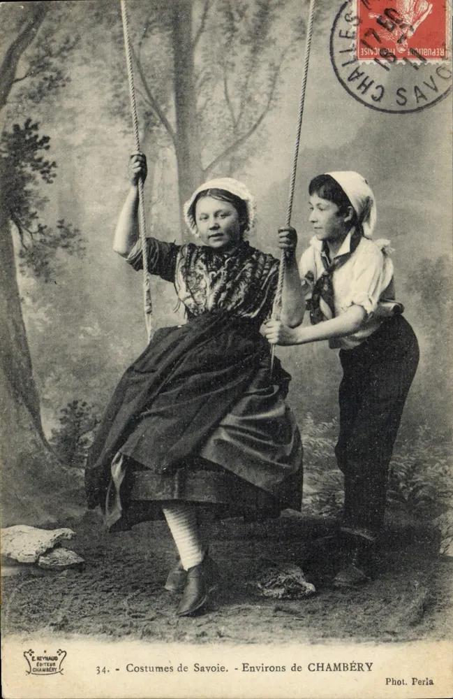 Savoyarder Trachten — Umgebung von CHAMBÉRY — E. REYNAUD, Entier, n°34, Phot. Perla - Vorderseite
