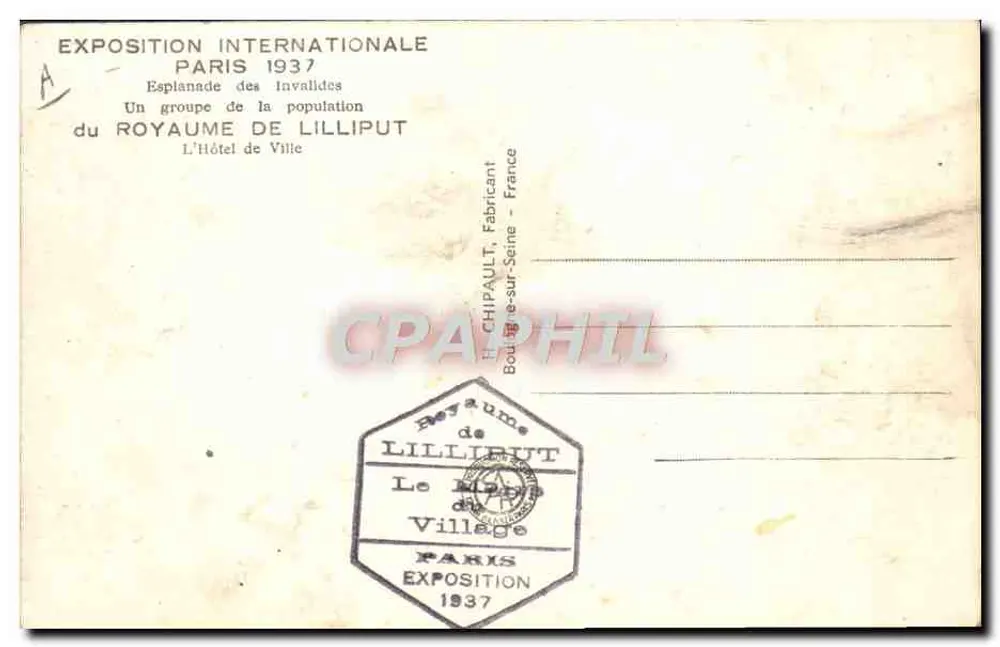 Rathaus — Königreich Lilliput — H. Chipault, Boulogne-sur-Seine - Rückseite