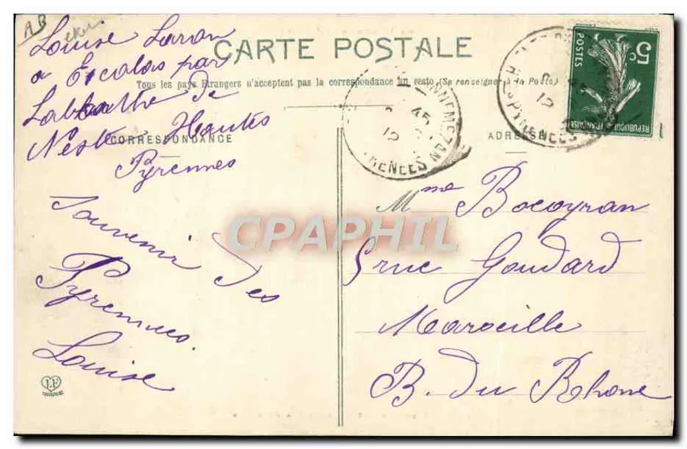Cena de labuta nas Pirineus — Fototipo Labouine Frères Toulouse — 105 — 3a Série - Verso