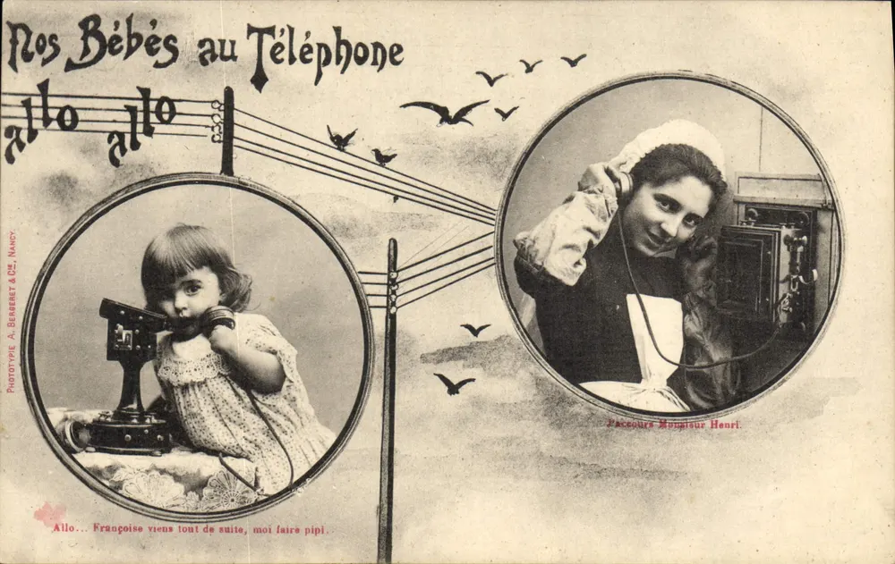 Unsere Babys am Telefon — Phototype A. Berberet & Cie, Nancy — Seriennummer nicht sichtbar - Vorderseite