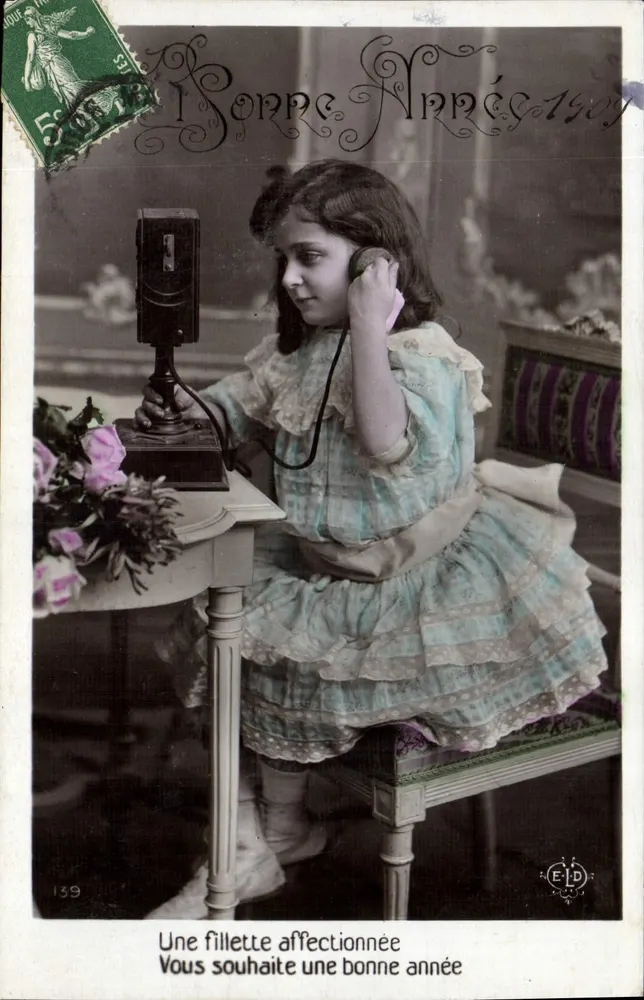 Eine zärtliche Mädchen — Frohe Neujahr 1909 — ELD, Nr. 139 - Vorderseite