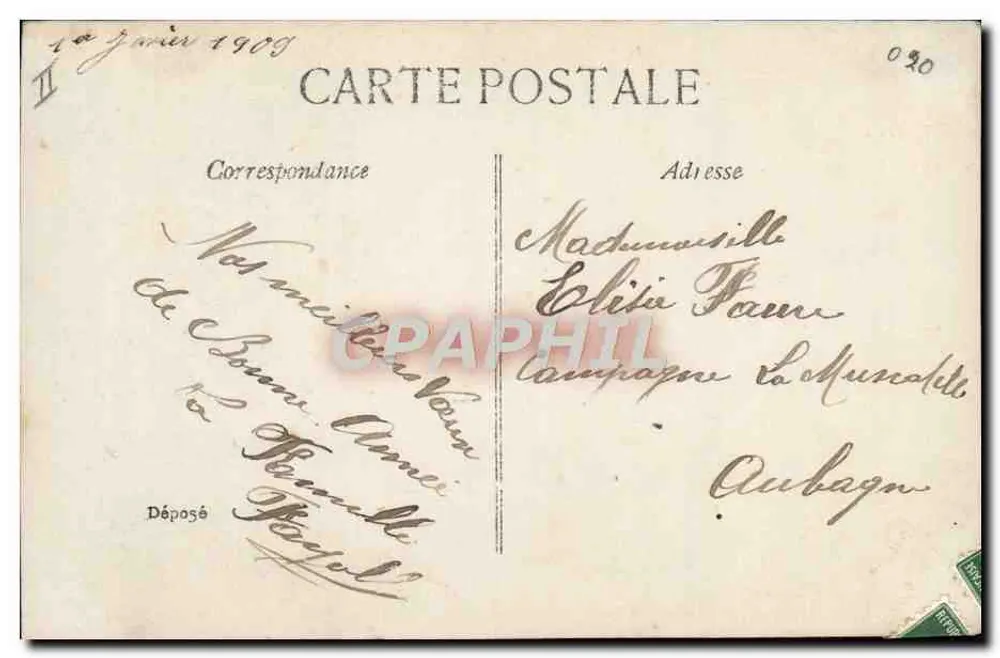 Eine zärtliche Mädchen — Frohe Neujahr 1909 — ELD, Nr. 139 - Rückseite
