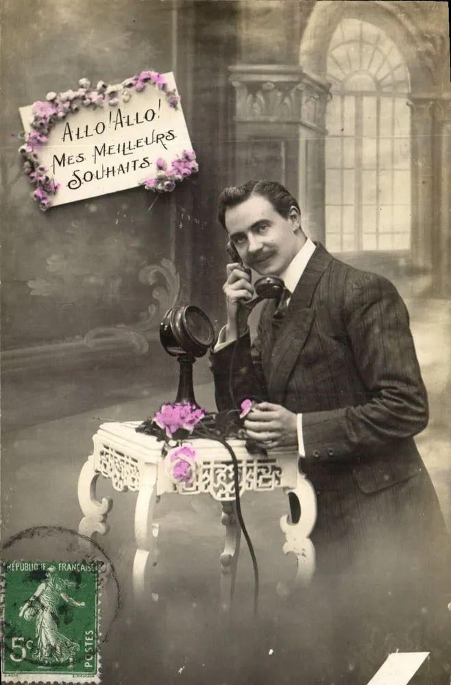 Mann am Telefon — Humoristische Ansichtskarte — Unbekannter Verlag - Vorderseite
