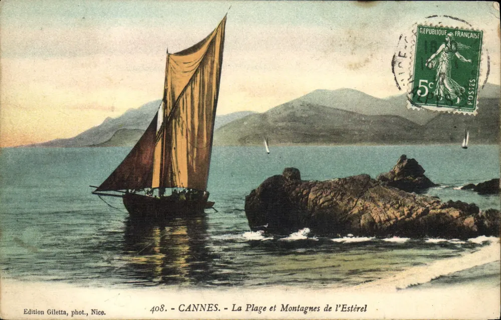 CANNES — Die Strand und Berge des Estérel — Edition Giletta, photo., Nice, n°408 - Vorderseite