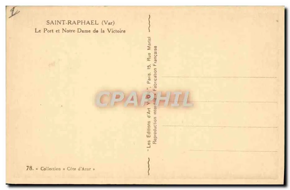 Saint-Raphaël (Var) — Der Hafen und Notre-Dame de la Victoire — Les Éditions d'Art Y. O. Paris - Rückseite