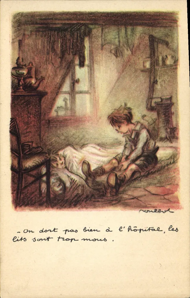 Kind im Krankenhaus — Illustration — Nationale Liga gegen Slums - Vorderseite