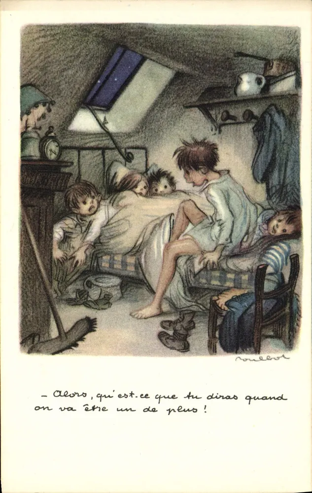 Kinder in einem Wartezimmer — Nationale Liga gegen Slums — unbekannter Verlag, Seriennummer nicht sichtbar - Vorderseite