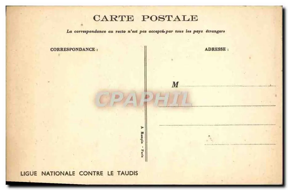 Kinder und alte Frau — Straßenszene — Ligue Nationale Contre le Taudis, Paris - Rückseite