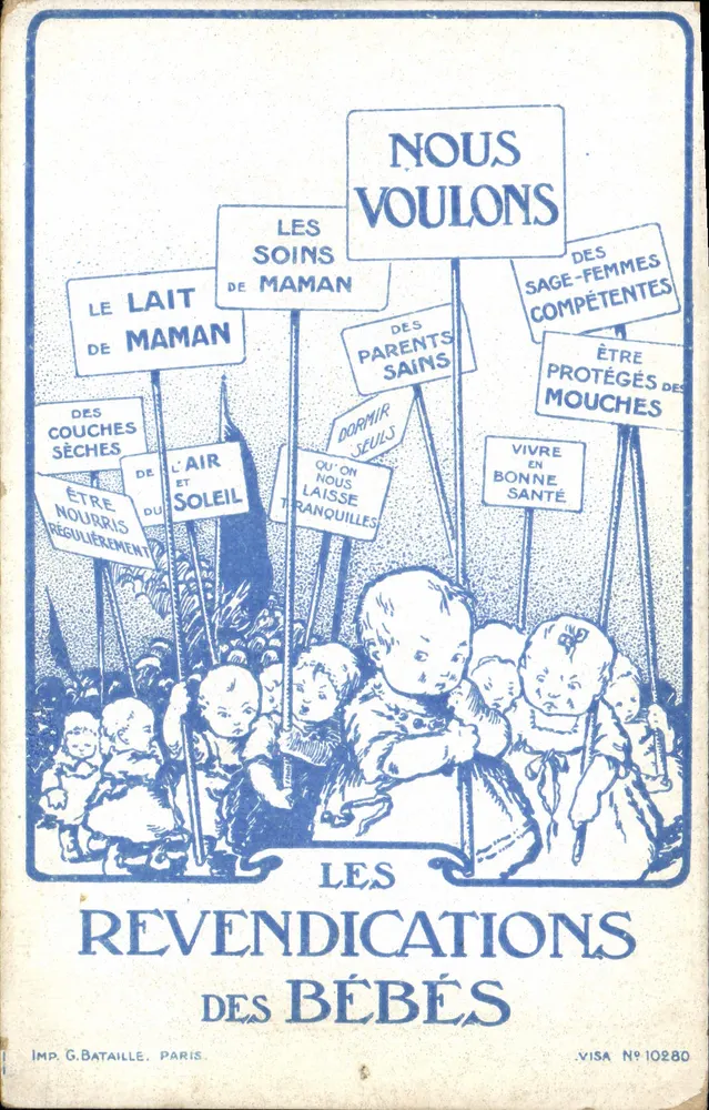 Le reclami dei bambini — I bambini manifestano le loro richieste — Imp. G. Bataille, Parigi, N° 10280 - Recto