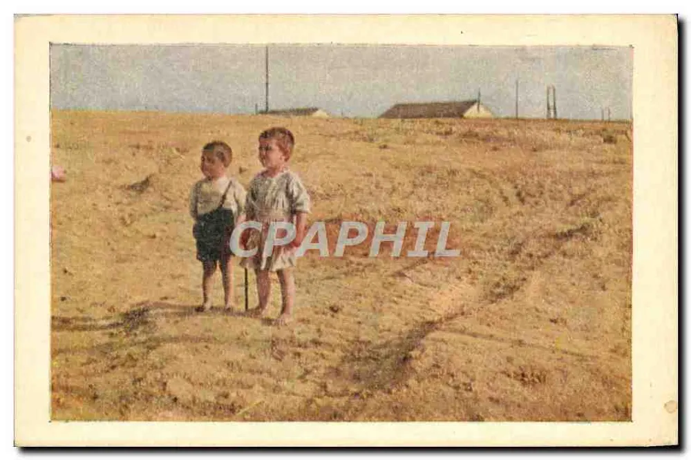 Dois crianças em um paisagem rural — Villages d'Enfants de France — Foto Roland Bonnet - Frente