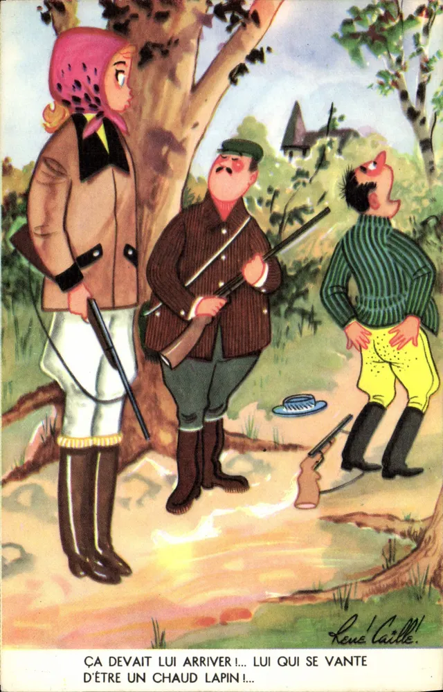 Vogelschuss — humoristische Szene — Léon Caille, Serie II - Vorderseite