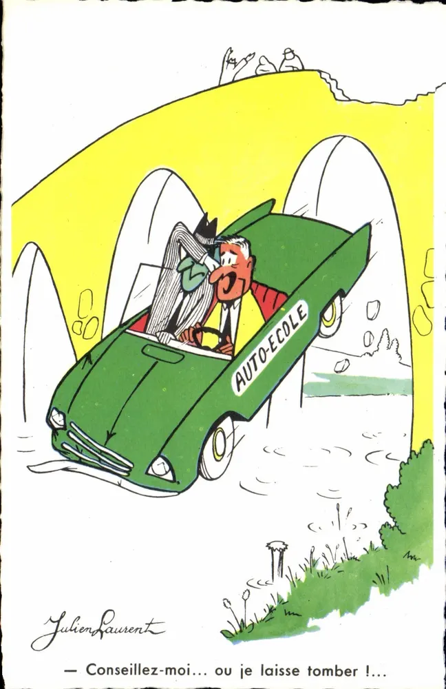 Führerschein-Schule — Karikatur eines panischen Fahrers — Julien Laurent - Vorderseite