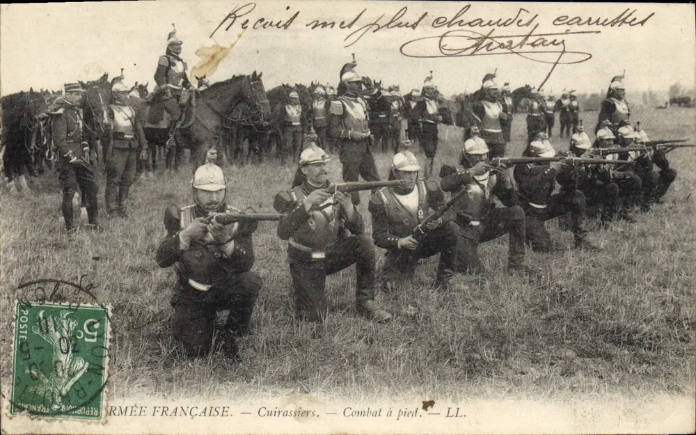 Exército Francês — Cuirassiers — Combate a pé — LL. - Frente