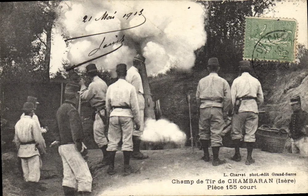 Schussbahn von CHAMBARAN (Isère) — 155 mm kurz — L. Charvat fot.-verl. Grand-Serre - Vorderseite