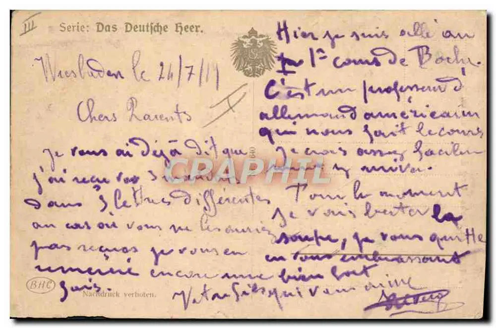 Artillerie beobachtet den Feind — Serie: Das Deutsche Heer - Rückseite