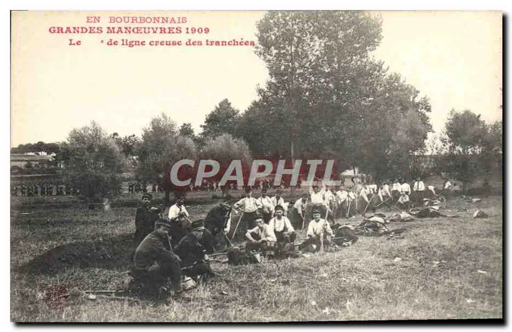 In Bourbonnais — Große Manöver 1909 — Das * der Schützengräben - Vorderseite