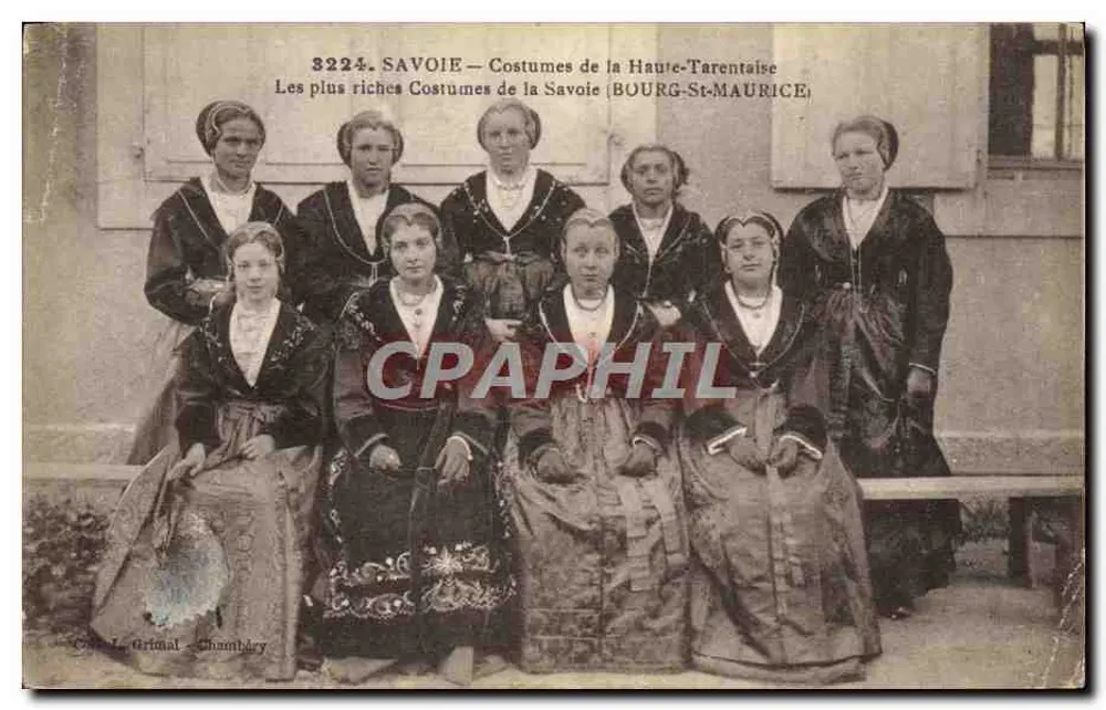 Savoie — Trachten der Haute-Tarentaise — Die reichsten Trachten der Savoie (BOURG-ST-MAURICE) - Vorderseite