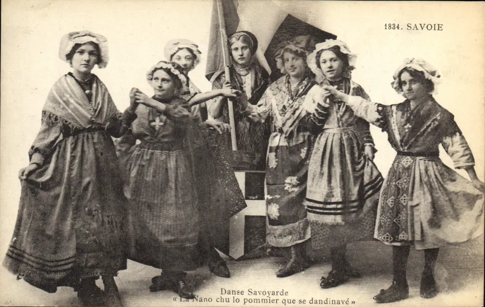 Dança Savoyarda — « La Nano chu lo pommiére que se dandinavé » — Coll. Grinard, Chambéry - Frente