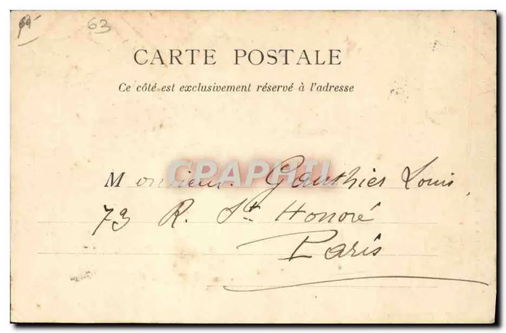 Puy de Dôme — Umgebung von Clermont-Ferrand — Antike Ansichtskarte Paris n°62 - Rückseite