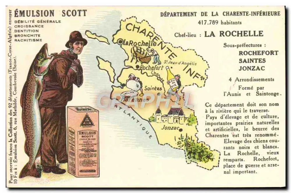 Departement der Charente-Inférieure — Werbekarte für Scott Emulsion — Verlag nicht sichtbar - Vorderseite