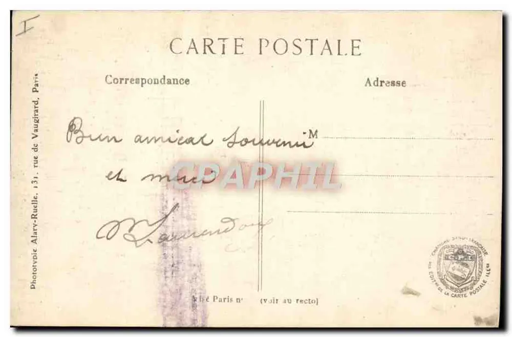 Arras — Die Ruinen der Druckerei Répessé et Cassel — L. C. H. Paris n°377 - Rückseite